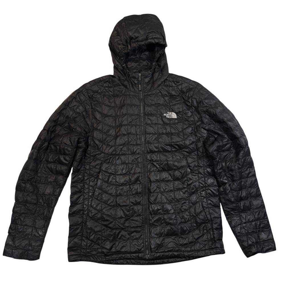 The North Face Thermoball Hooded Jacket Black Quilted Puffer Mens Medium C761